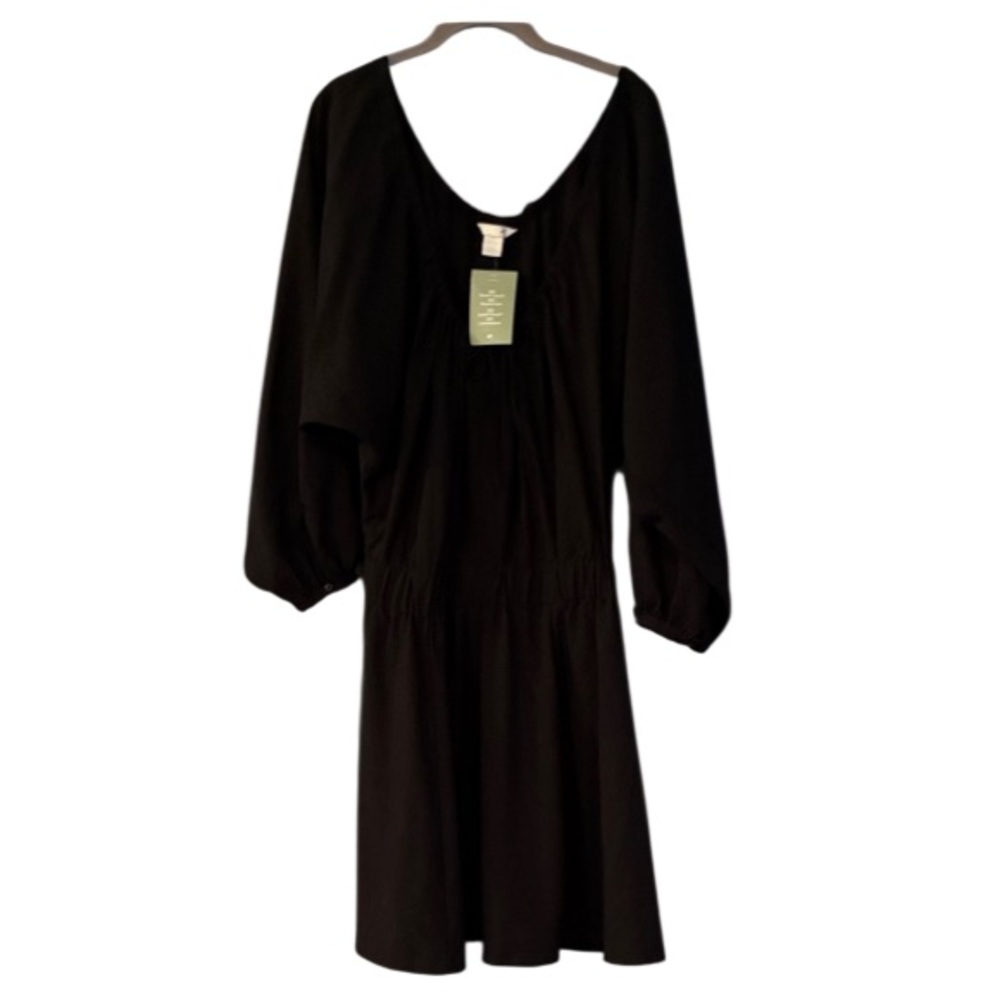 H&M black balloon sleeve mini dress size large NWT